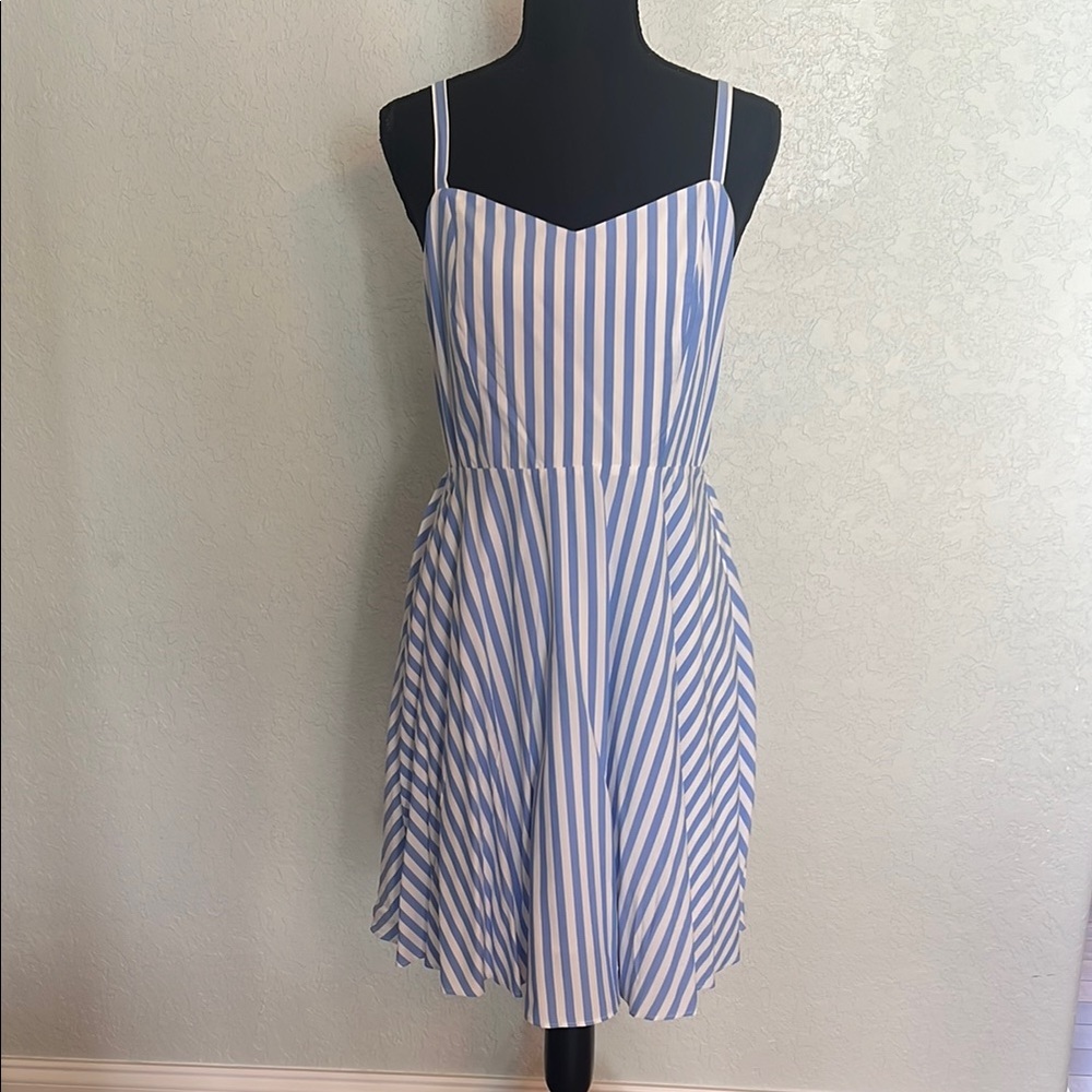 Blue and White Striped Dress